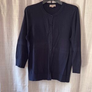 LOFT Blue Cardigan Sweater Classic Knit